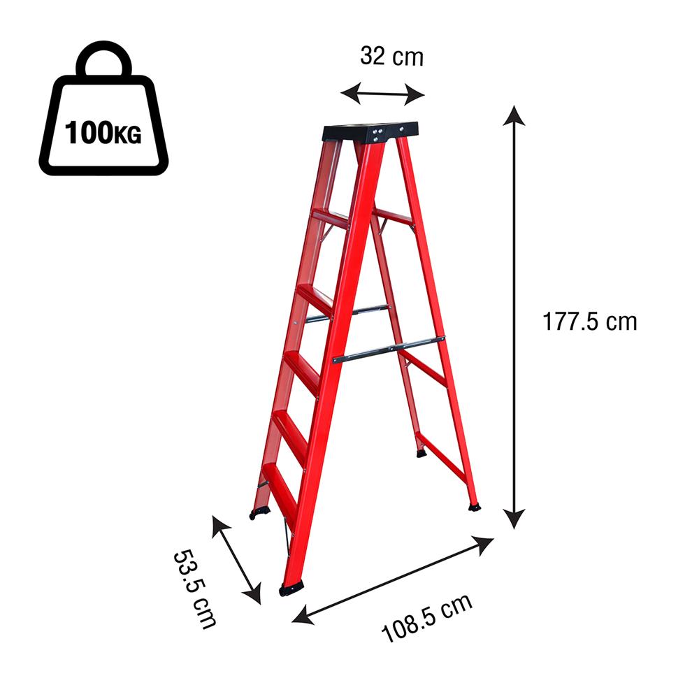 บันไดทรง A เคลือบสีแบบมีถาด MATALL 6 ขั้น