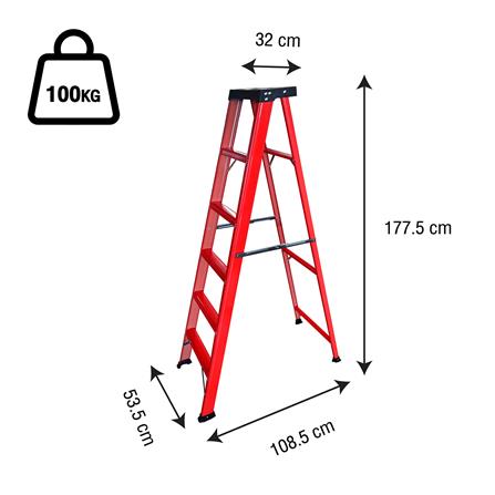 บันไดทรง A เคลือบสีแบบมีถาด MATALL 6 ขั้น_8