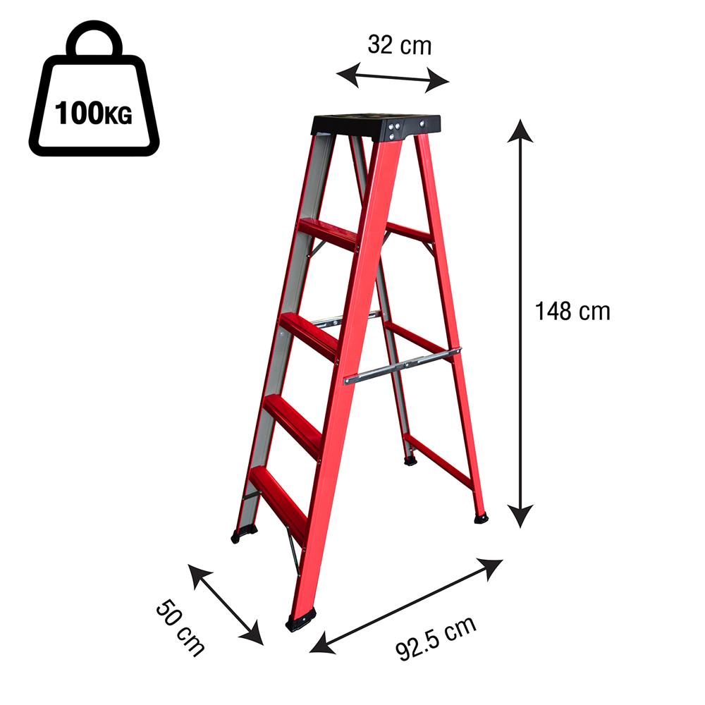 บันไดทรง A เคลือบสีแบบมีถาด MATALL 5 ขั้น