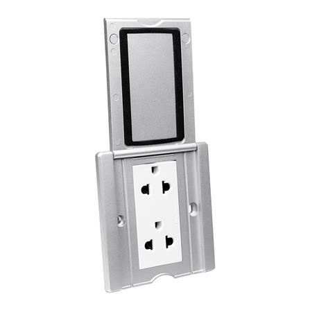 ชุดเต้ารับฝังพื้นอะลูมิเนียม HACO HBS103ZSL/PE2 สีเงิน_1