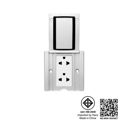 ชุดเต้ารับฝังพื้นอะลูมิเนียม HACO HBS103ZSL/PE2 สีเงิน_4