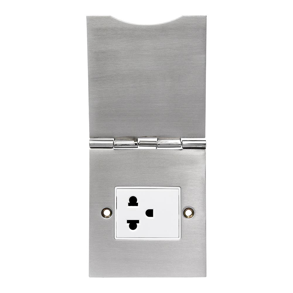 ชุดเต้ารับฝังผนังสเตนเลส HACO HBS-101S/TE1 สีเงิน