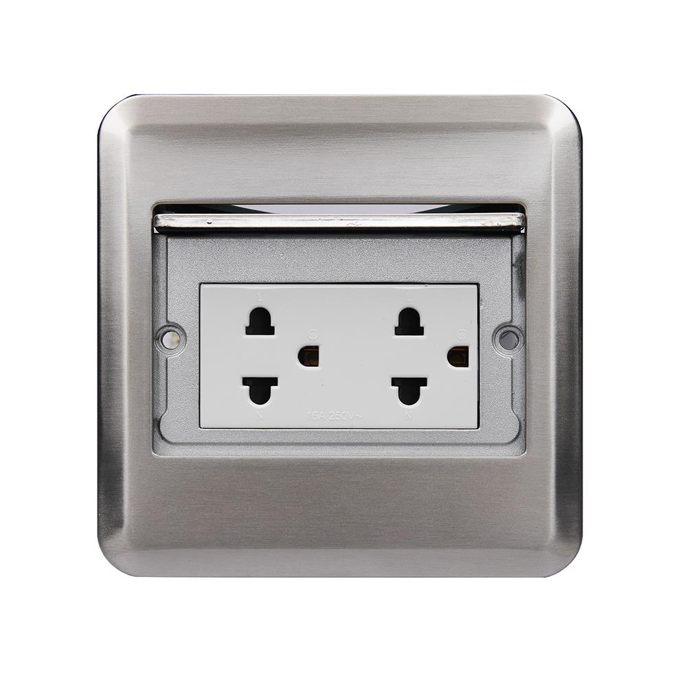 ชุดเต้ารับฝังพื้นสเตนเลส HACO HSI-15SW/PE2 สีเงิน