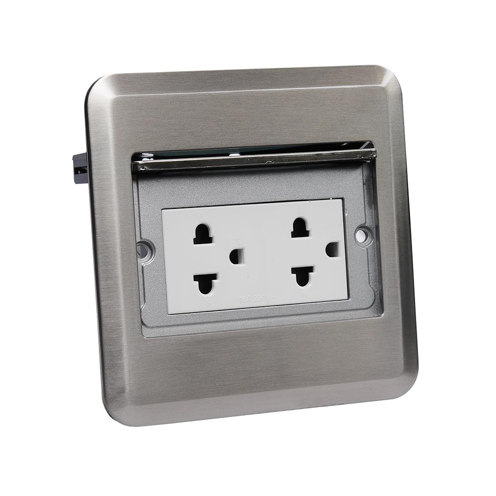 ชุดเต้ารับฝังพื้นสเตนเลส HACO HSI-15SW/PE2 สีเงิน