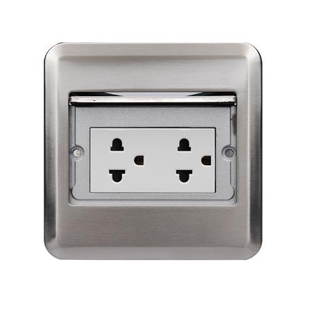 ชุดเต้ารับฝังพื้นสเตนเลส HACO HSI-15SW/PE2 สีเงิน