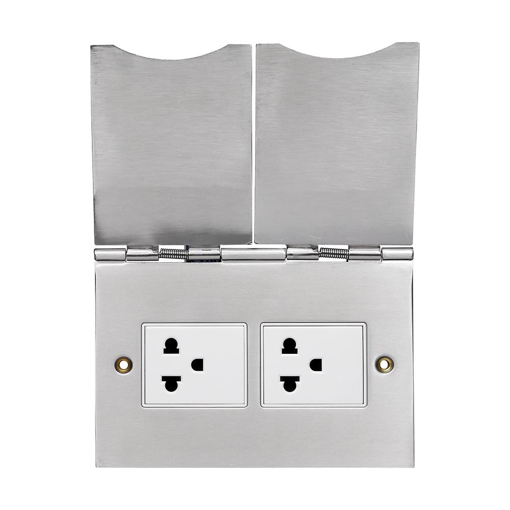 ชุดเต้ารับฝังพื้นสเตนเลส HACO HBS-102S/TE2 สีเงิน