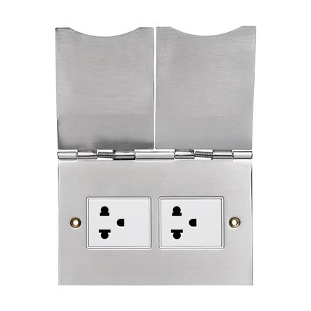 ชุดเต้ารับฝังพื้นสเตนเลส HACO HBS-102S/TE2 สีเงิน_0