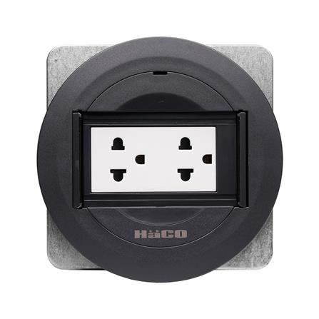 ชุดเต้ารับฝังพื้นอะลูมิเนียมแบบกลม HACO PPU-22S/P-E2 สีดำ