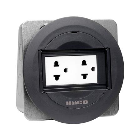 ชุดเต้ารับฝังพื้นอะลูมิเนียมแบบกลม HACO PPU-22S/P-E2 สีดำ_1