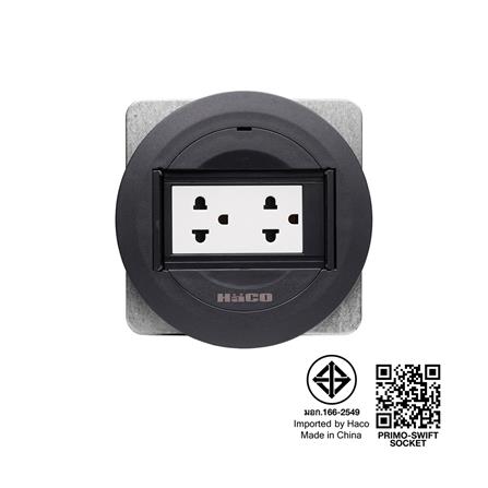 ชุดเต้ารับฝังพื้นอะลูมิเนียมแบบกลม HACO PPU-22S/P-E2 สีดำ_5