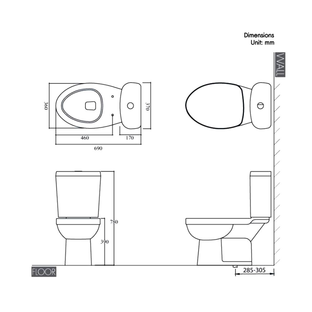 สุขภัณฑ์ 2 ชิ้น NASCO NC-7681S-WA 3/4.5 ลิตร สีขาว