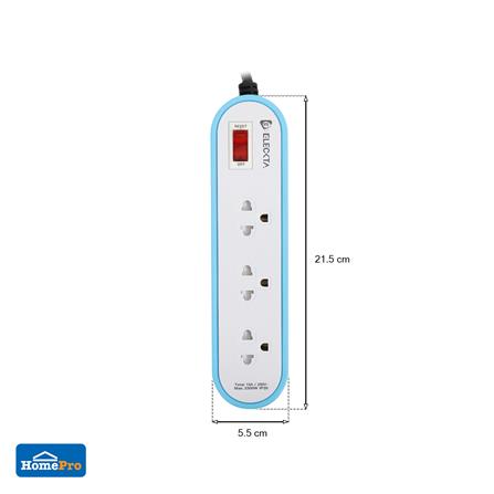 รางปลั๊กไฟ 3 ช่อง 1 สวิตช์ ELECKTA ET3146-3BL 3 เมตร สีฟ้า_7