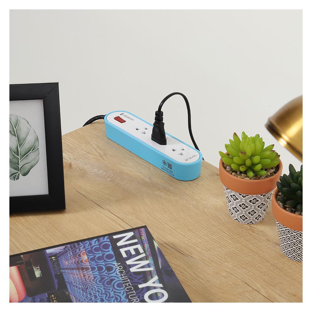 รางปลั๊กไฟ 3 ช่อง 1 สวิตช์ ELECKTA ET3146-2BL 2 เมตร สีฟ้า