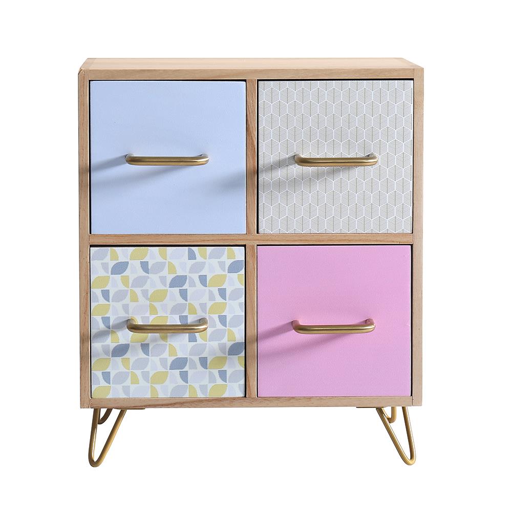 ชั้นลิ้นชักไม้ 4 ลิ้นชัก STACKO LINDO 30X17X35.5 ซม. สีไม้