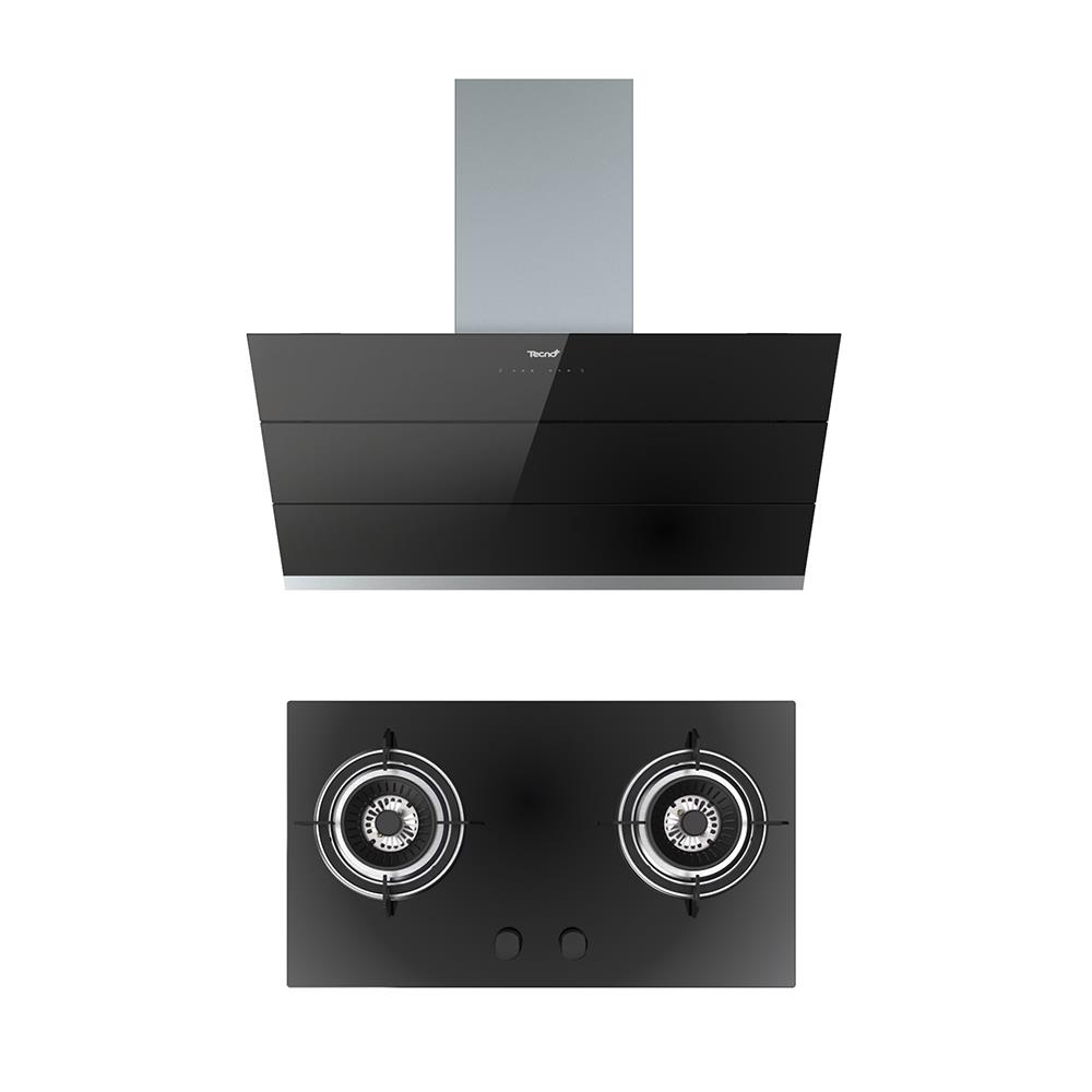 เตาฝัง+เครื่องดูดควัน TECNOGAS JET GB+90 SLOPE