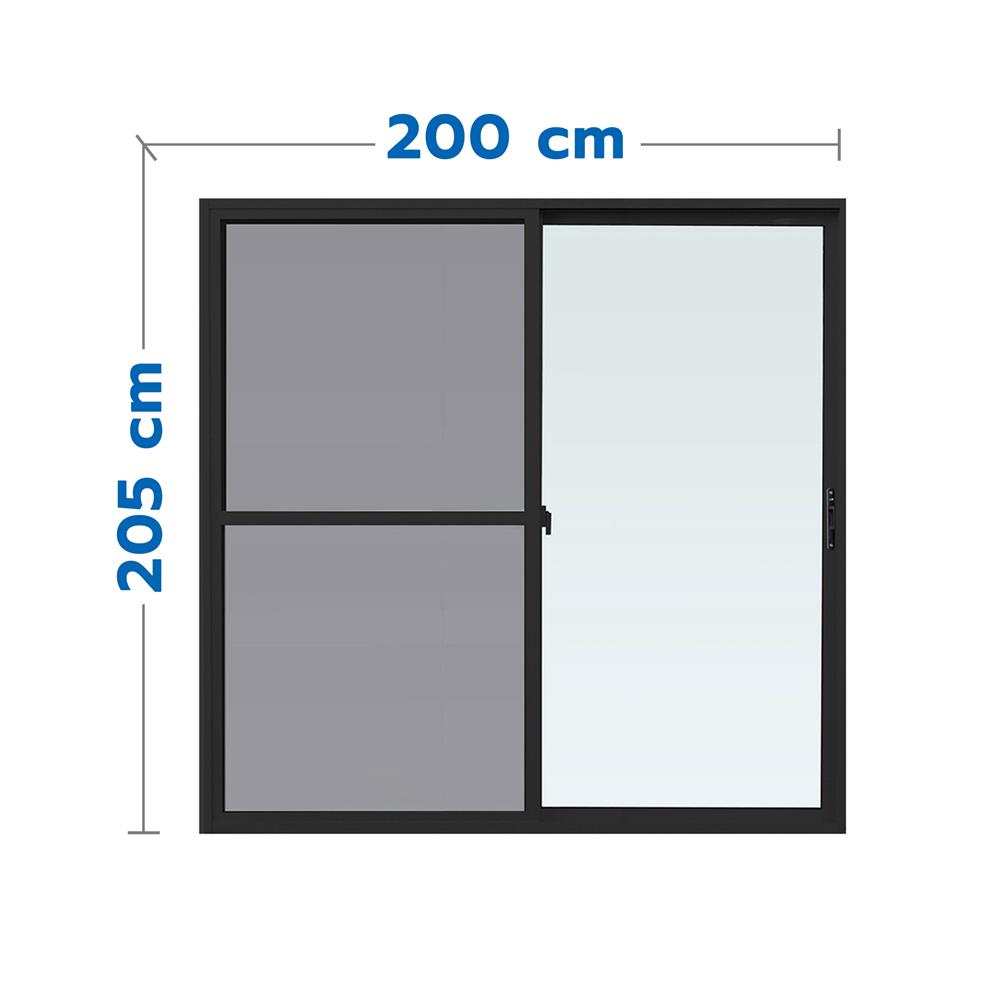 ประตูบานเลื่อน อะลูมิเนียม S-S มุ้ง WINDOW ASIA  F10 200X205 ซม. สีดำ