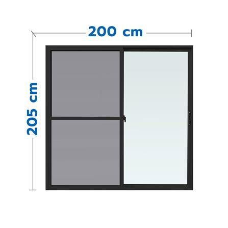 ประตูบานเลื่อน อะลูมิเนียม S-S มุ้ง WINDOW ASIA  F10 200X205 ซม. สีดำ_0