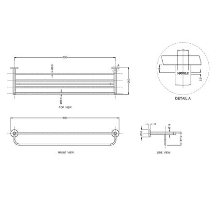 ชั้นวางพร้อมราว HAFELE 499.98.309 สเตนเลส_2