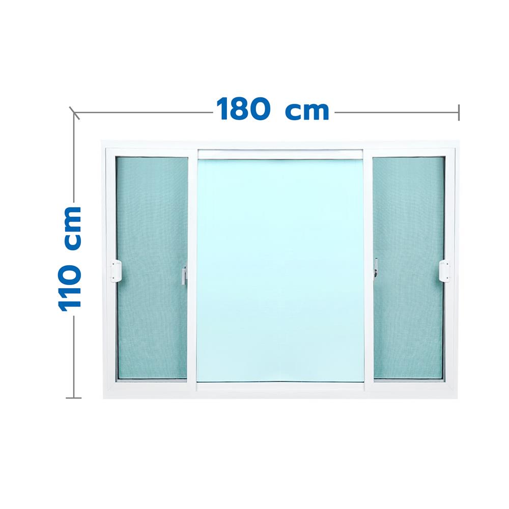หน้าต่างบานเลื่อน อะลูมิเนียม S-F-S มุ้ง WINDOW ASIA F10 180X110 ซม. สีขาว