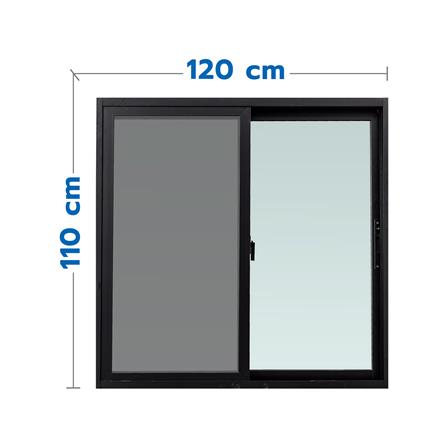 หน้าต่างบานเลื่อน อะลูมิเนียม S-S มุ้ง WINDOW ASIA F10 120X110 ซม. สีดำ