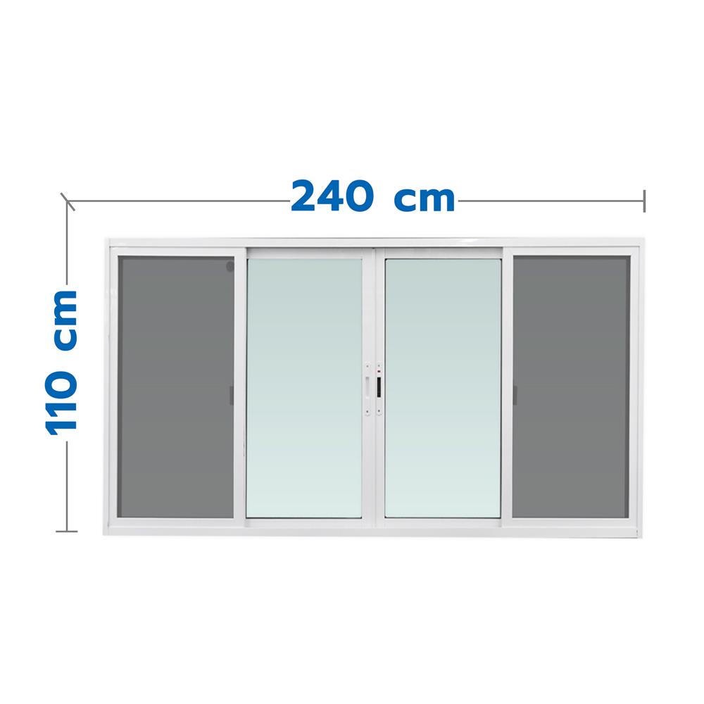 หน้าต่างบานเลื่อน อะลูมิเนียม F-S-S-F มุ้ง WINDOW ASIA F10 240X110 ซม. สีขาว