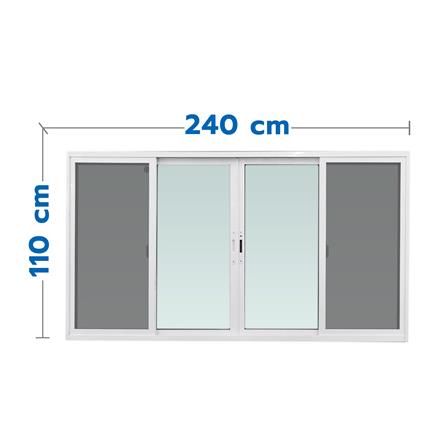 หน้าต่างบานเลื่อน อะลูมิเนียม F-S-S-F มุ้ง WINDOW ASIA F10 240X110 ซม. สีขาว