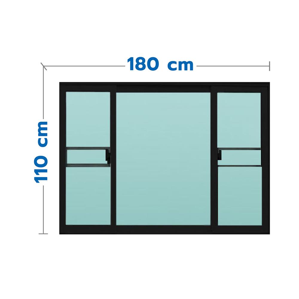 หน้าต่างบานเลื่อน อะลูมิเนียม S-F-S มุ้ง WINDOW ASIA F10 180X110 ซม. สีดำ