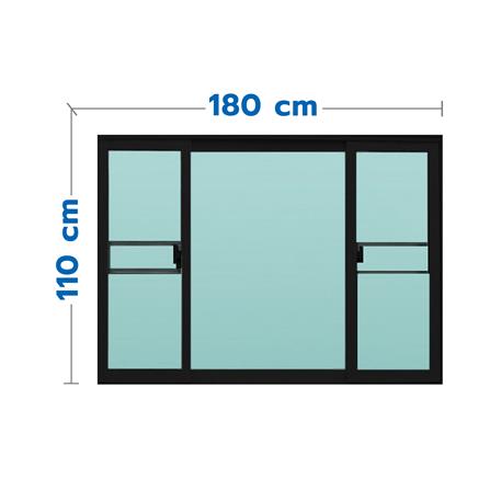 หน้าต่างบานเลื่อน อะลูมิเนียม S-F-S มุ้ง WINDOW ASIA F10 180X110 ซม. สีดำ_0