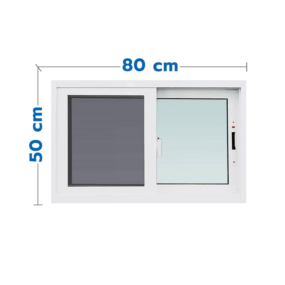 หน้าต่างบานเลื่อน อะลูมิเนียม S-S มุ้ง WINDOW ASIA F10 80X50 ซม. สีขาว
