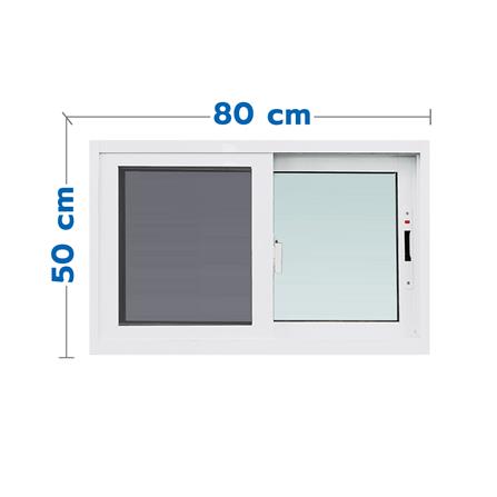 หน้าต่างบานเลื่อน อะลูมิเนียม S-S มุ้ง WINDOW ASIA F10 80X50 ซม. สีขาว
