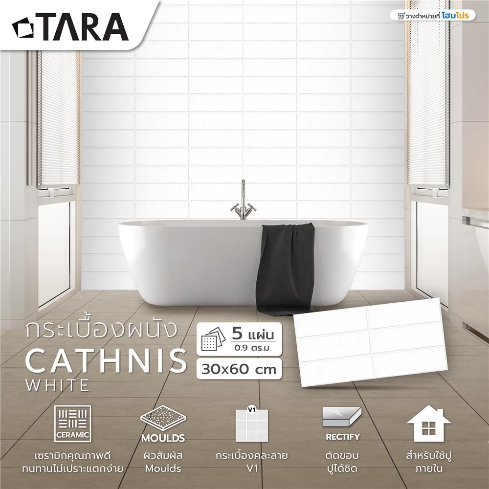 กระเบื้องผนัง 30x60 ซม. แคทนิส ไวท์ 0.9M2