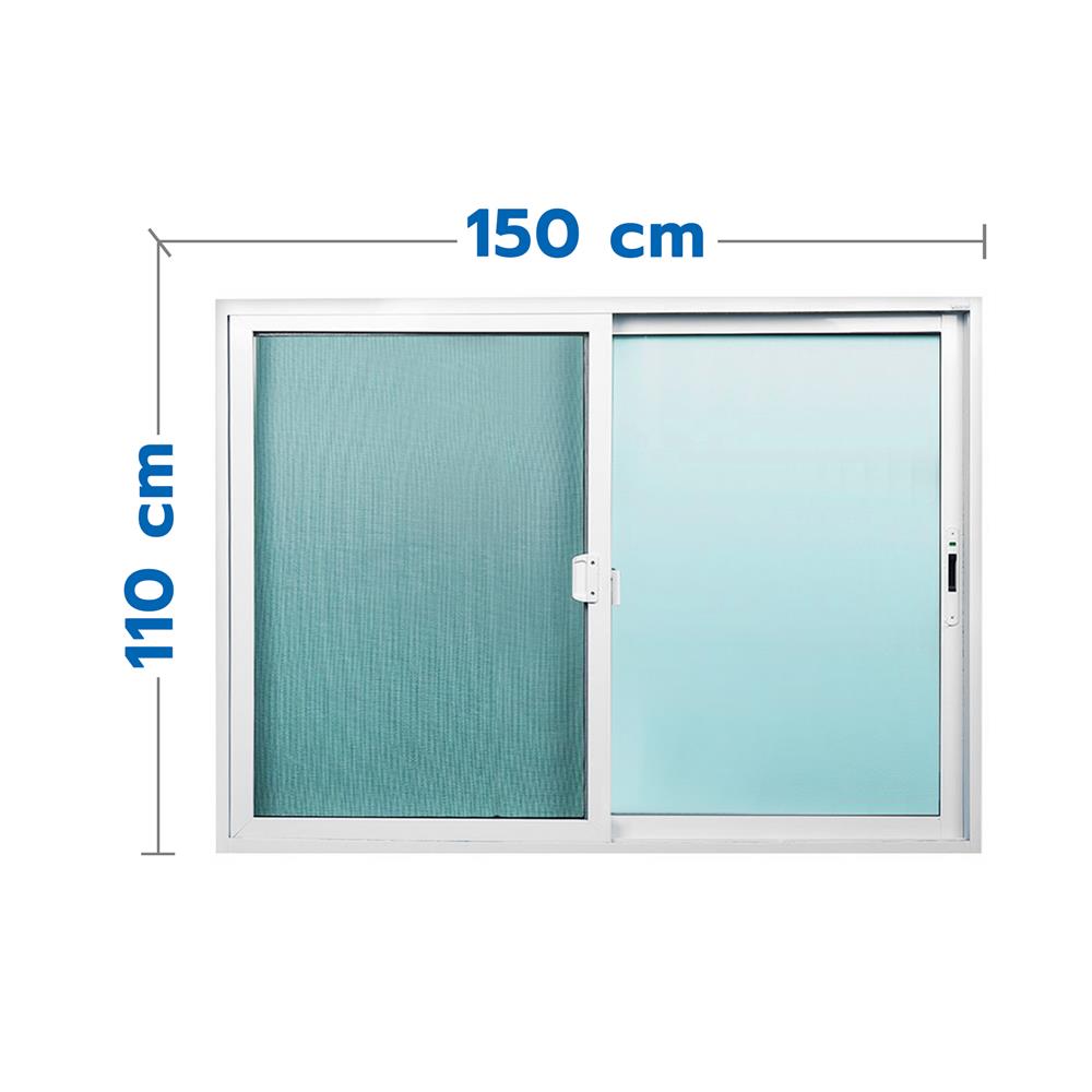 หน้าต่างบานเลื่อน อะลูมิเนียม S-S มุ้ง WINDOW ASIA F10 150X110 ซม. สีขาว