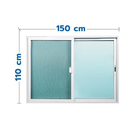 หน้าต่างบานเลื่อน อะลูมิเนียม S-S มุ้ง WINDOW ASIA F10 150X110 ซม. สีขาว