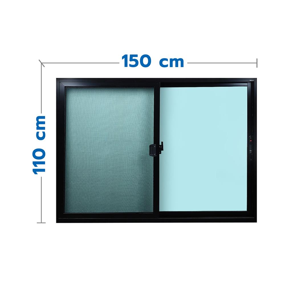 หน้าต่างบานเลื่อน อะลูมิเนียม S-S มุ้ง WINDOW ASIA F10 150X110 ซม. สีดำ