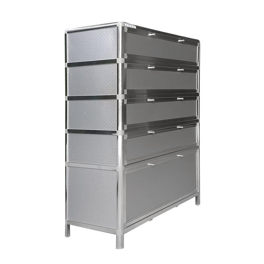 ตู้รองเท้าอะลูมิเนียม 5 ชั้น MKF MK555 สีเงิน