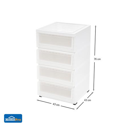 ตู้ลิ้นชัก 4 ชั้น มีล้อ STACKO MONO 43x43x76 ซม. สีขาว_7