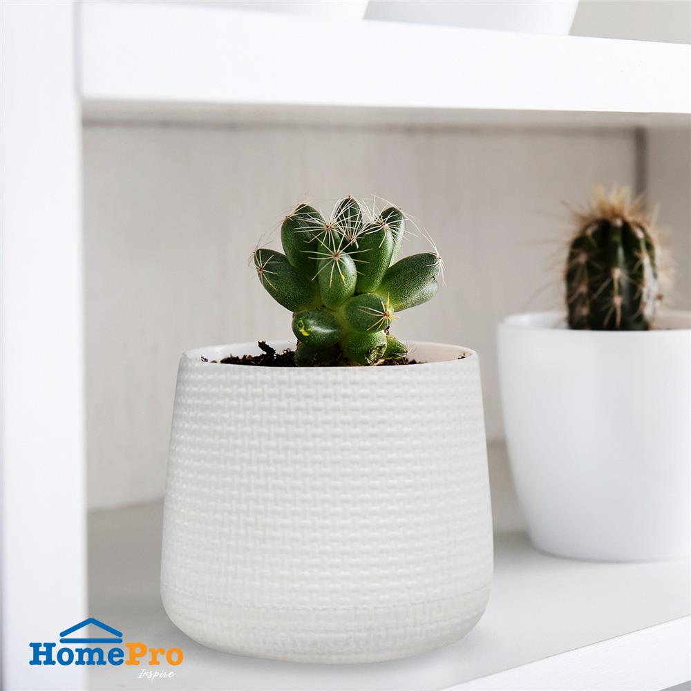 กระถางพลาสติก SPRING NELLA 13 ซม. สีขาว