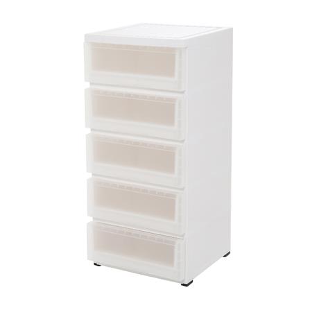 ตู้ลิ้นชัก 5 ชั้น มีล้อ STACKO MONO 43x43x94 ซม. สีขาว