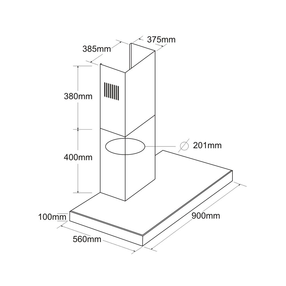เครื่องดูดควันกระโจม TECNOPLUS HDZEUS2 90 ซม.