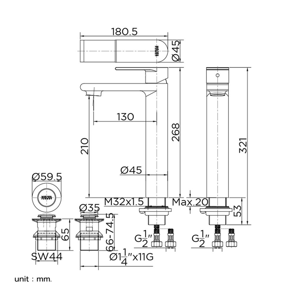ก๊อกอ่างล้างหน้าเดี่ยวเคาน์เตอร์ KARAT FAUCET KF-39-621-63