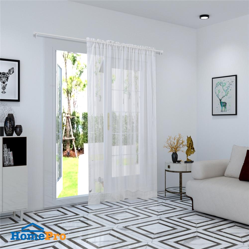 ผ้าม่านโปร่งสอดหู HOME LIVING STYLE RAIN 160X220 ซม. สีขาว