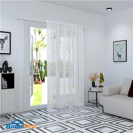 ผ้าม่านโปร่งสอดหู HOME LIVING STYLE RAIN 160X220 ซม. สีขาว_5