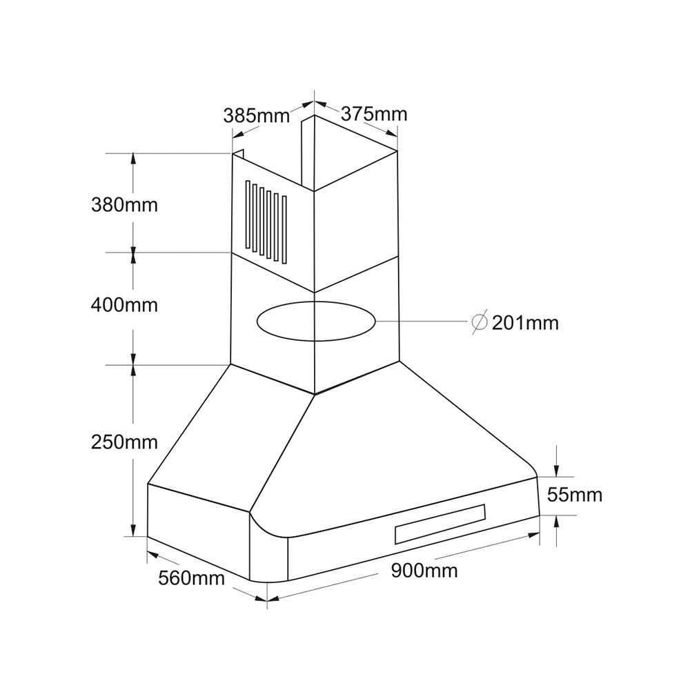 เครื่องดูดควันกระโจม TECNOPLUS HDZEUS1 90 ซม.