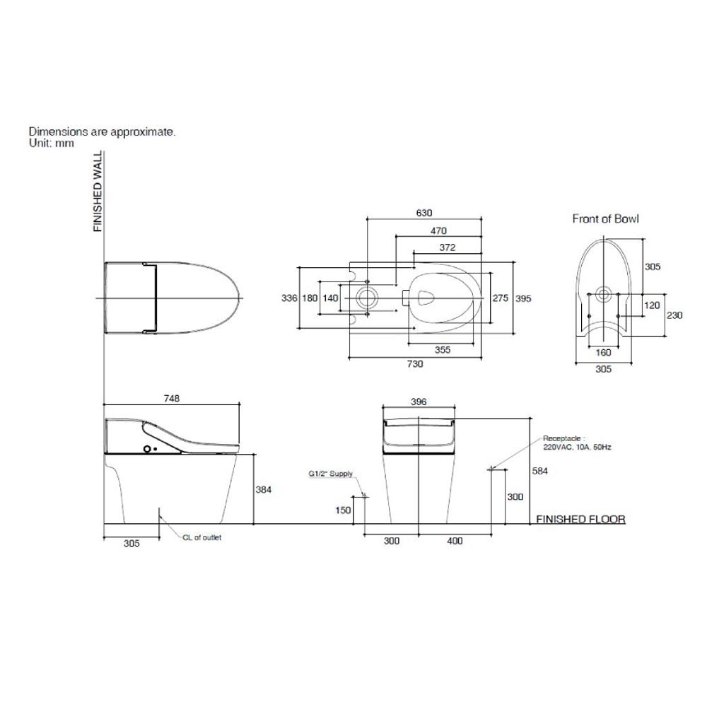 สุขภัณฑ์อัตโนมัติ NOVITA K-22997X-WK 6 ลิตร สีขาว