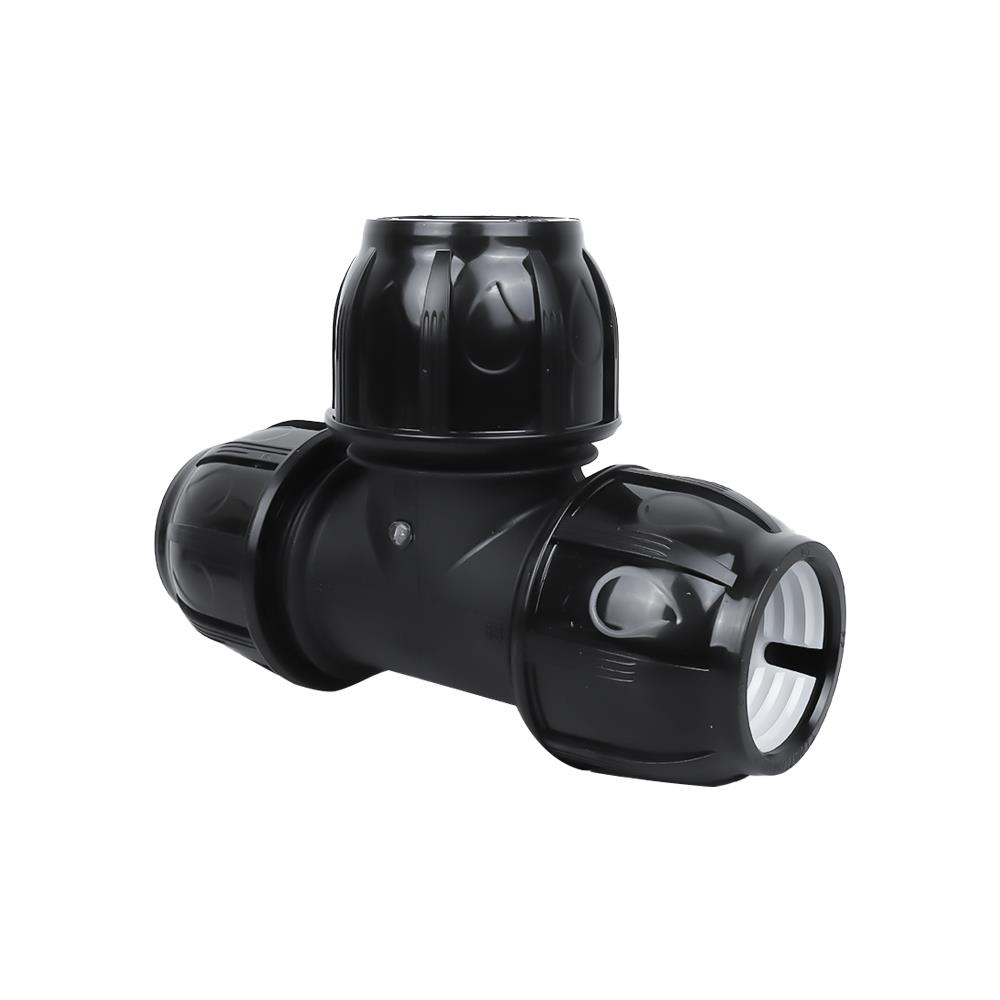 ข้อต่อสามทางสวมล็อค PE SPRING 63 มม.X 2 นิ้ว สีดำ