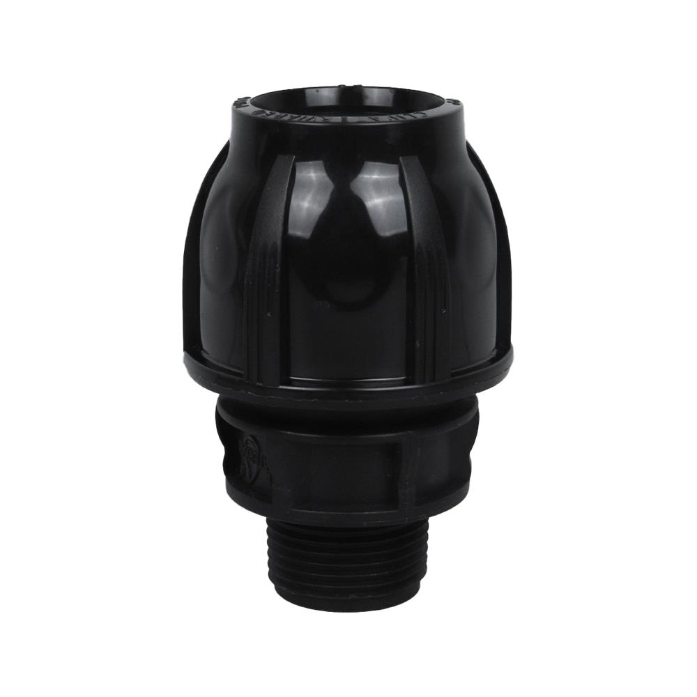 ข้อต่อตรงสวมล็อค PE เกลียวนอก SPRING 32 มม.X 1 นิ้ว สีดำ