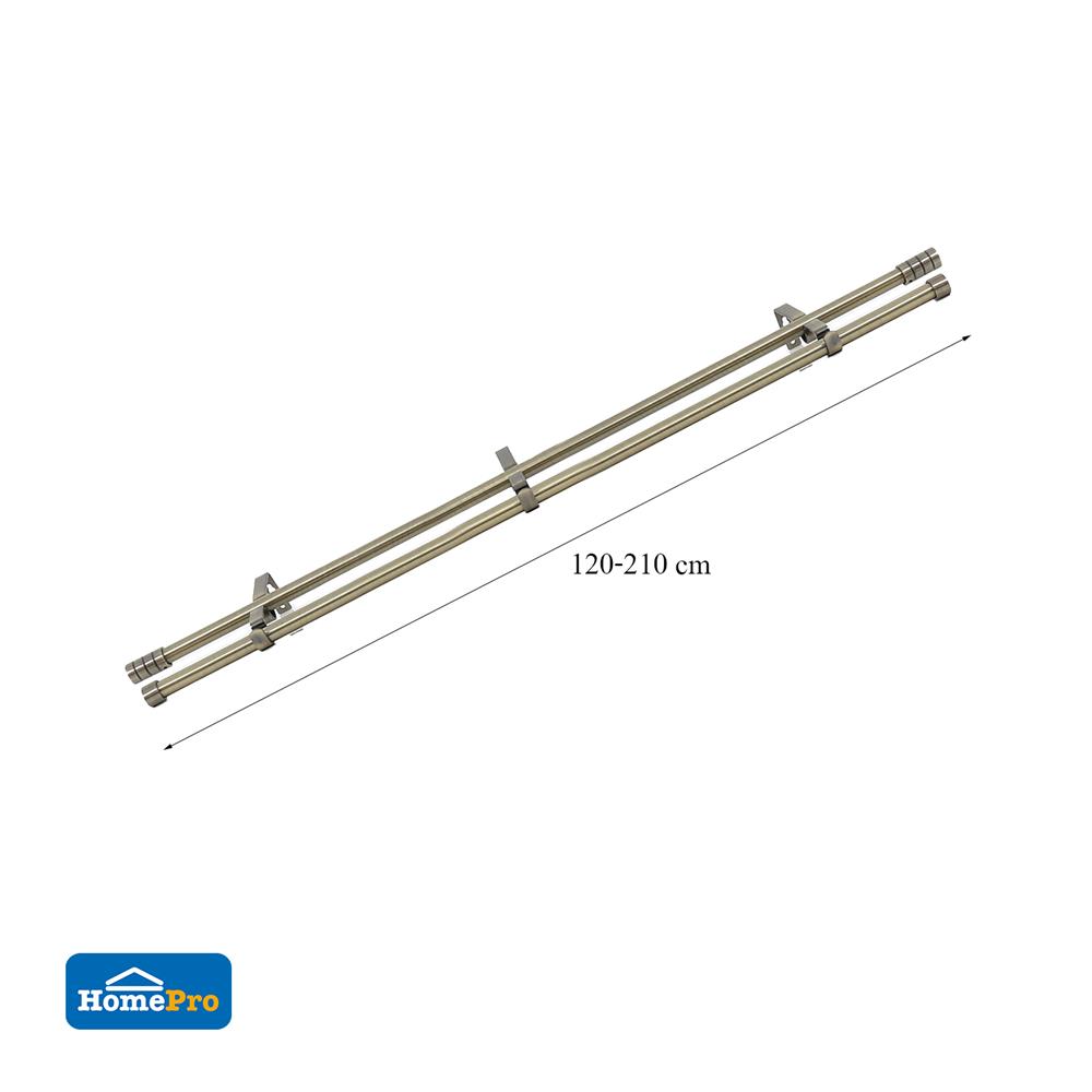 ราง 2 ชั้น ยืดหด HOME LIVING STYLE CANDERA 120-210 ซม. สีทองเหลือง