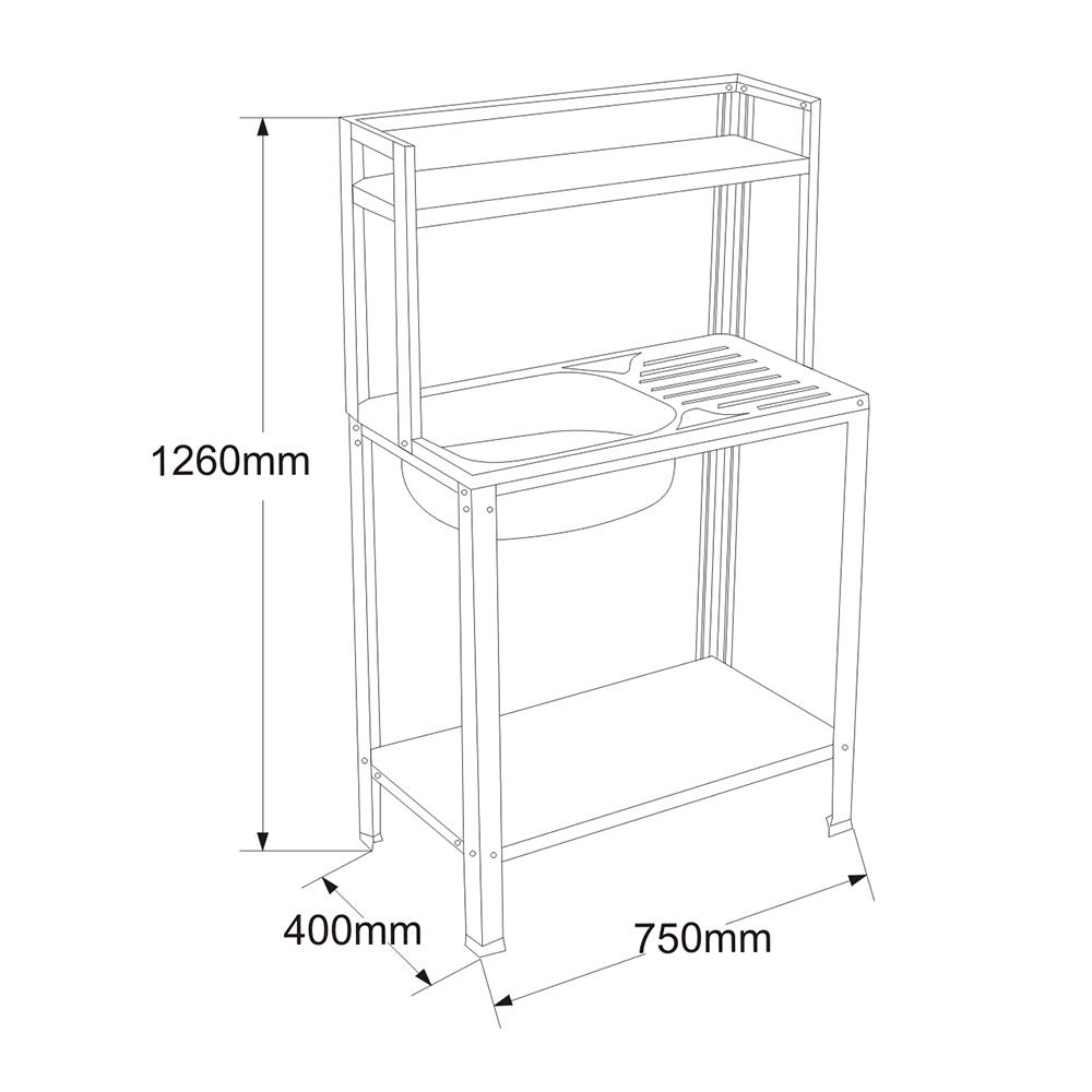 ซิงค์ขาตั้ง 1หลุม 1ที่พัก TECNOSTAR TT RACK 754013 สเตนเลส