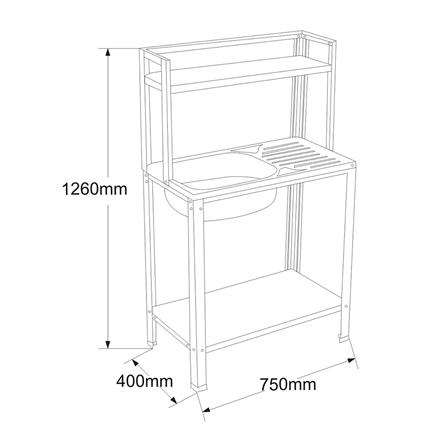 ซิงค์ขาตั้ง 1หลุม 1ที่พัก TECNOSTAR TT RACK 754013 สเตนเลส_3