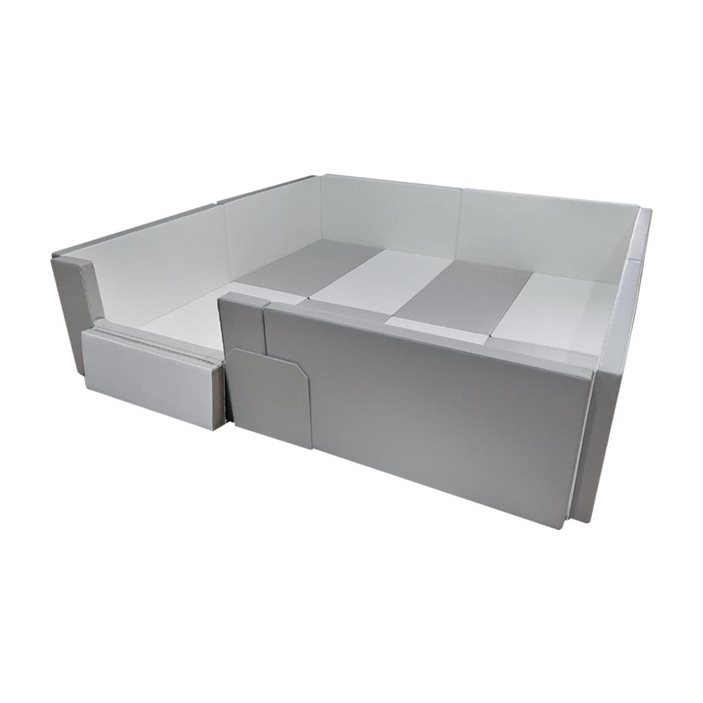 คอกกั้นเด็ก GEKO 6 ฟุต หนัง SILICONE สีเทา/ขาว